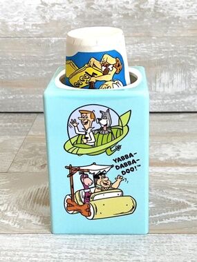 Vintage Dixie Pop Up Bathroom Cup Dispenser The Jetsons The Flintstones 1990